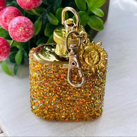 MINI FLASK crystal encrusted keyring IRIDESCENT keyfob CELESTIAL mini flask NEW - Picture 11 of 11